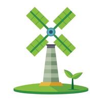 Stylized Windmill Icon with Solar Panel Blades and Modern Design Elements vector