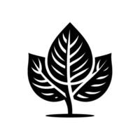Bold black and white illustration of three overlapping leaves with visible veins, on a clean white background, emphasizing form and natures design. vector