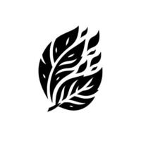 Abstract black leaf cluster in a style, featuring detailed veins and isolated against a pure white background, evoking simplicity. vector