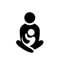 A minimalist black and white of a parent embracing a child, embodying care and affection in a simple design. vector