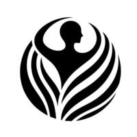 Silhouette of a human figure with outstretched arms, encircled by a layered, organic design, creating a symbol of growth and embrace. vector