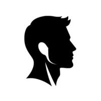 Minimalist silhouette of a mans head and neck in profile, representing modern style and sophistication against a white backdrop. vector