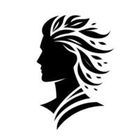Silhouette of a profile adorned with flowing leaflike elements, creating an elegant and stylized representation of nature. vector