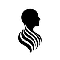 Minimalist silhouette a black and white depicting a profile with flowing, abstract lines. vector