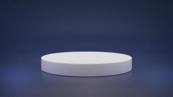 white circular podium on a dark blue gradient background, designed for product display, presentation, or branding showcase. photo