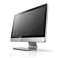 LCD TV monitor and computer screen on white background photo