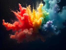 Colorful powder exploding in the air photo