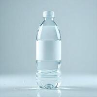 Mockup on plastic bottle covered in water droplets photo