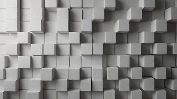 3d rendering of a white wall with cubes photo