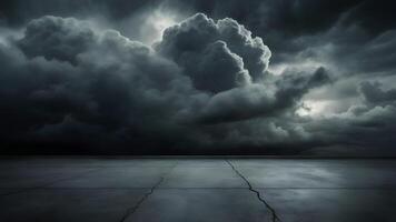 Dark Storm Clouds Over Pavement Capturing Intense Weather Drama 3 photo