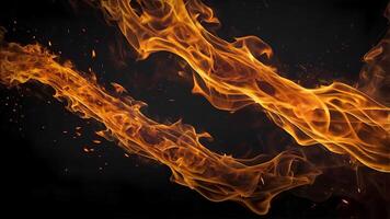 Vivid Flames with Amber Glow Captured in Dynamic Motion on Dark Background 2 photo