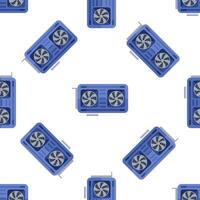 Seamless pattern of powerful graphic cards with two cooling fans enhancing performance vector