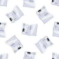 Seamless pattern of open newspapers spread on white background vector