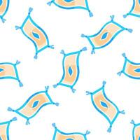 Seamless pattern with magic flying carpets soaring through white background vector