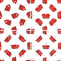 Red Shopping Baskets Seamless Pattern on White Background vector