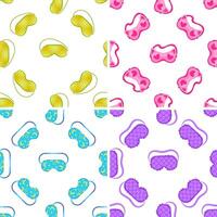 Colorful sleeping masks with different patterns creating a seamless background for relaxation and sweet dreams vector