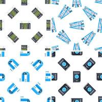 Airport seamless pattern with passport, tickets, timetable and automatic gate showing travel concept vector