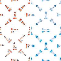 Seamless pattern with lighthouses guiding ships during navigation vector