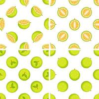 Set of seamless patterns with breadfruit showing its inside and outside vector