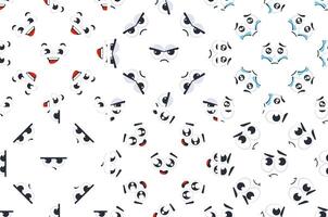 Seamless pattern of cartoon eyes expressing various emotions, creating a playful and engaging design vector