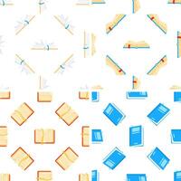 Seamless pattern with open and closed books rotating on white background vector