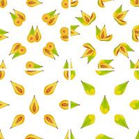 Seamless pattern of papaya fruit showing different slices on white background vector