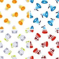 Seamless pattern with colorful megaphones and loudspeakers promoting advertising and communication vector
