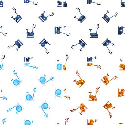 Stationary Bikes Seamless Pattern on White Background for Gym, Fitness, and Workout Designs