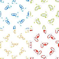 Colorful diving masks and snorkels forming a seamless pattern on white background vector