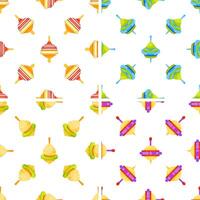 Colorful spinning top toy seamless pattern repeating on white background vector