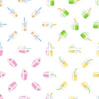 Colorful seamless pattern of bubble tea, smoothies, and juices enjoying a refreshing beverage vector