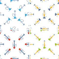 Seamless pattern featuring colorful hookahs, suitable for backgrounds, textiles, and various design applications vector