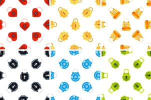 Seamless patterns with colorful padlocks showing security and love vector