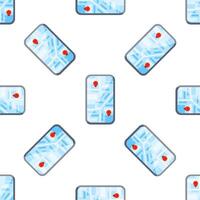 Seamless pattern of smartphone displaying map with gps tracking location, navigation app vector