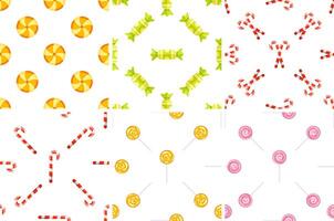 Seamless patterns with candies, lollipops and candy canes creating a festive atmosphere vector