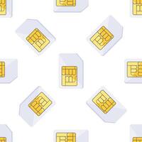 Sim card seamless pattern repeating on white background vector