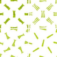 Fresh green asparagus seamless pattern on white background vector