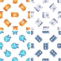 Seamless pattern with isometric bank vault door and safe box protecting money and valuables vector