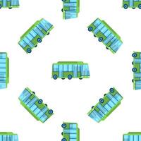 Green Bus Public Transportation Seamless Pattern on White Background vector