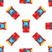 Red arcade game machine seamless pattern on white background vector