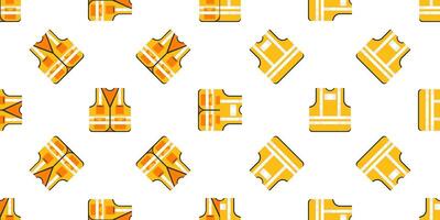 High visibility safety vest repeating pattern on white background vector