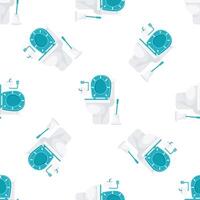 Seamless pattern with toilet bowl, toilet paper and toilet brush on white background vector