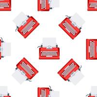 Red Typewriter Seamless Pattern on White Background for Copywriter, Journalist and Novelist vector