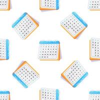 Seamless pattern of isometric calendars showing different dates and days of the week vector