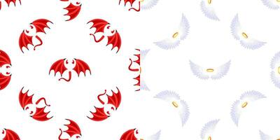 Devil and angel wings representing good and evil creating seamless pattern vector
