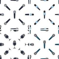 Microphones creating a seamless pattern on white background vector