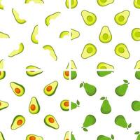 Seamless pattern with avocado halves and whole avocados creating a vibrant and healthy design vector