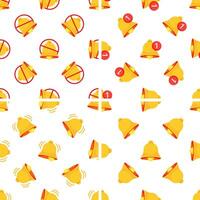 Seamless pattern with notification bells ringing and notification bells silenced on white background vector
