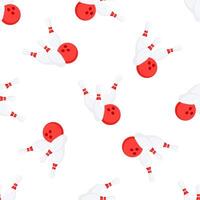 Bowling pins and ball seamless pattern on white background vector