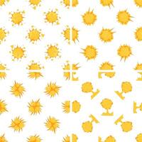 Seamless pattern of explosions exploding with yellow smoke clouds and fire flames vector